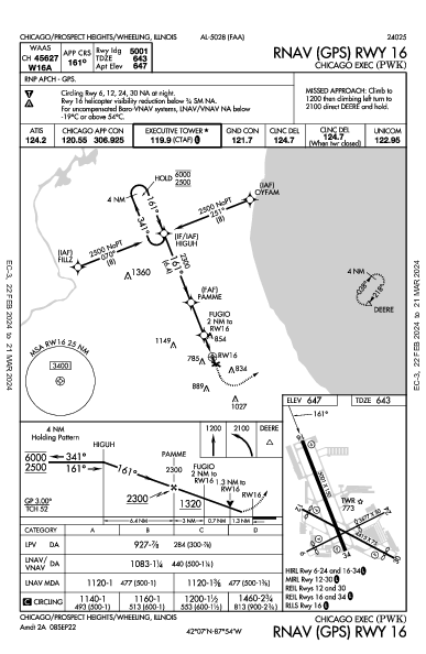 Chicago Exec Chicago/Prospect Heights/Wheeling, IL (KPWK): RNAV (GPS) RWY 16 (IAP)